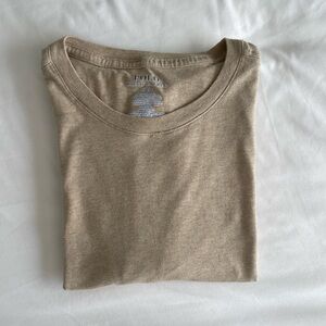 Polo Ralph Lauren Beige Tan Basic White Logo Hem T-Shirt